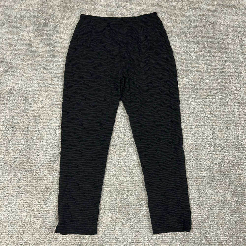 Cynthia Ashby Pants Womens Small Lagenlook Textured Cotton Stretch Black Lounge